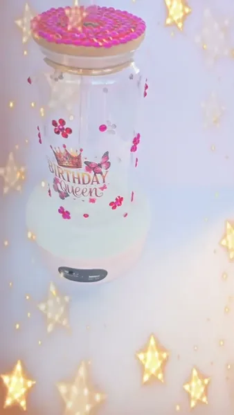 Snow globe tumbler con tapa de pedrería